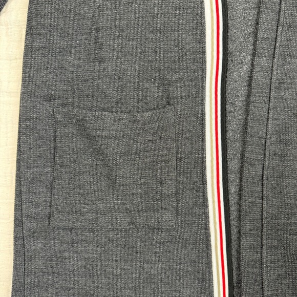Zara Man Cardigan Mens Gray Stripe Trim Long Sleeve Knit Sweater Coat Size L - Picture 5 of 10